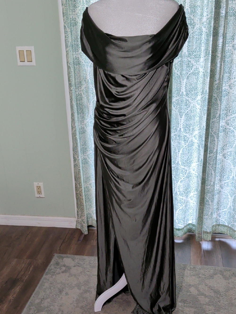 Oys Off-Shoulder Satin Evening Gown